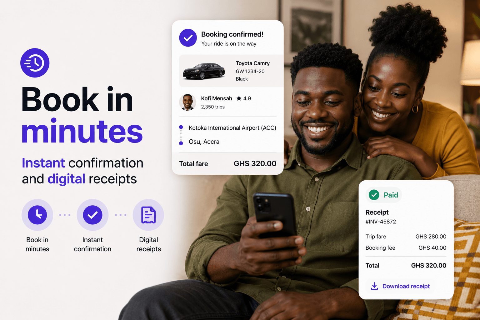 Book in minutes instant confirmation and digital receipts